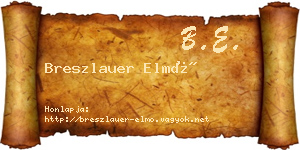 Breszlauer Elmó névjegykártya